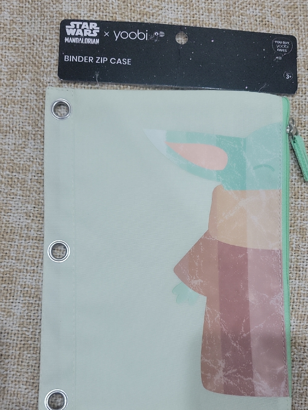 Yoobi Star Wars Mandalorian Zip Binder Case in Mint Green.